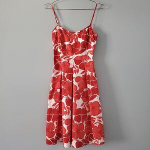 Susana Monaco Cotton Red Floral A-Line Dress Size 2